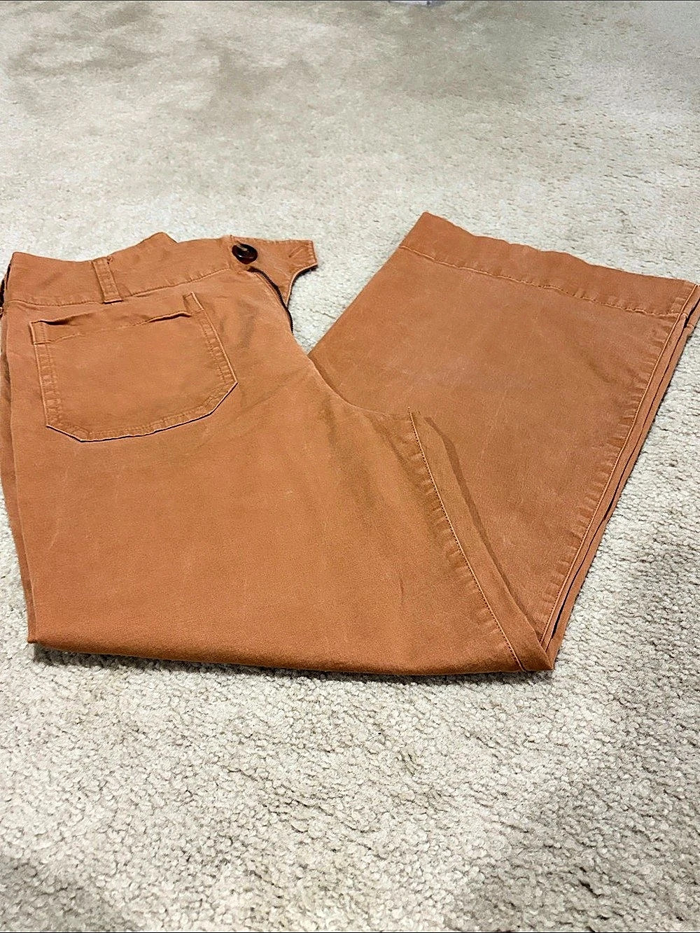 Maeve The Colette Cropped Wide-Leg Pants in rust perfect for fall. Waist 27